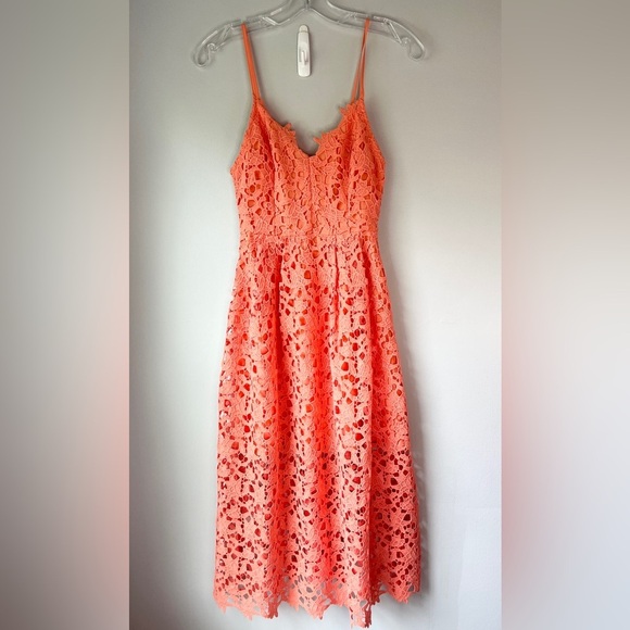 ASTR Midi Length Lace Coral Strap Cocktail Dress - Picture 2 of 10